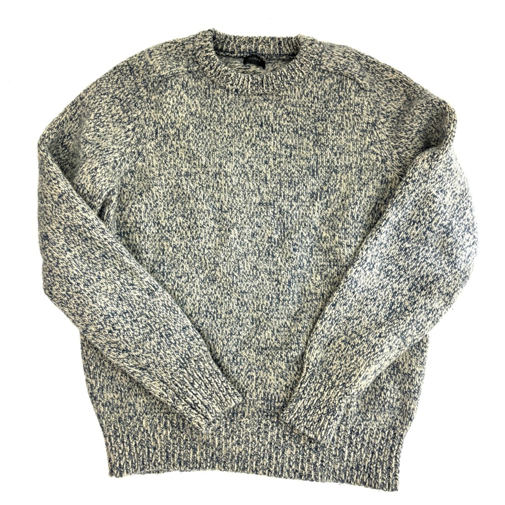 J.Crew 100% Lambs Wool Blue/tan Pullover Sweater size M (See measurement…